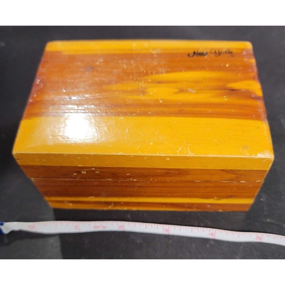 Small Cedar‎ Wood Box, with New York printed on lid